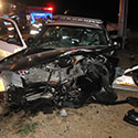 Tracy's patrol car after the crash