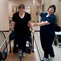Tracy had to start on parallel bars with her rehab and work her way up to crutches