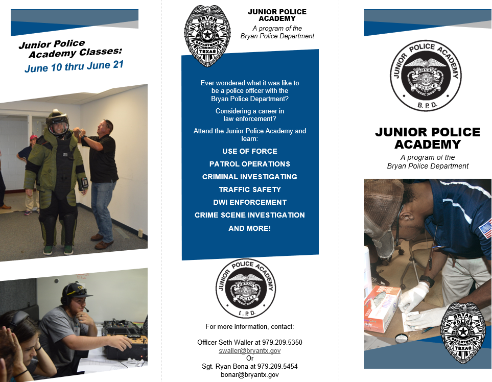 junior police academy flyer